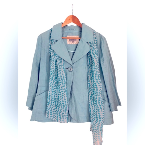 Per Una Turquoise Linen Jacket - Picture 1 of 7